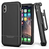 Encased iPhone Xs Max Belt Clip Holster Case, Heavy Duty Protective Cover with Rugged Holster Clip (Rebel Armor Series) Smooth Black