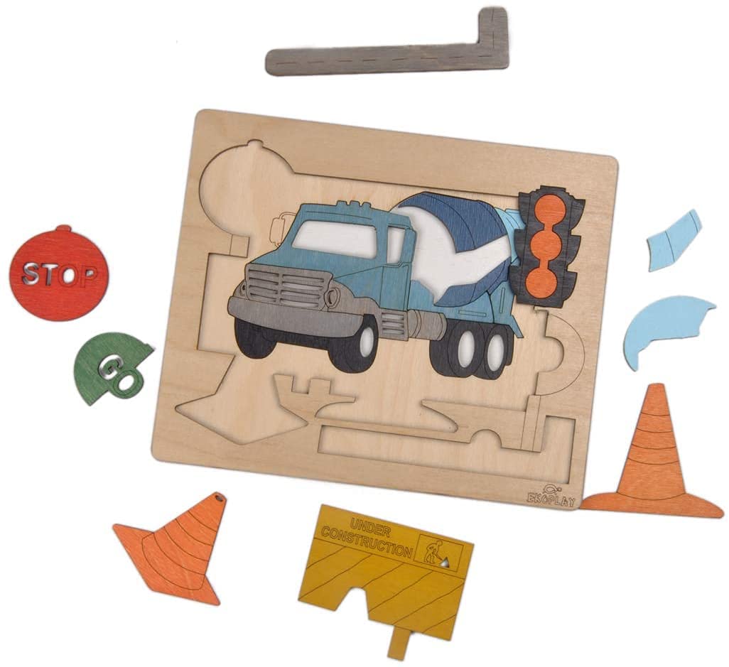Road Construction Multilayered Wooden Puzzles for Kids 20 Piece Jigsaw Puzzle for School Kids Learning Educational Toys Gifts for Boys Girls - Image 4
