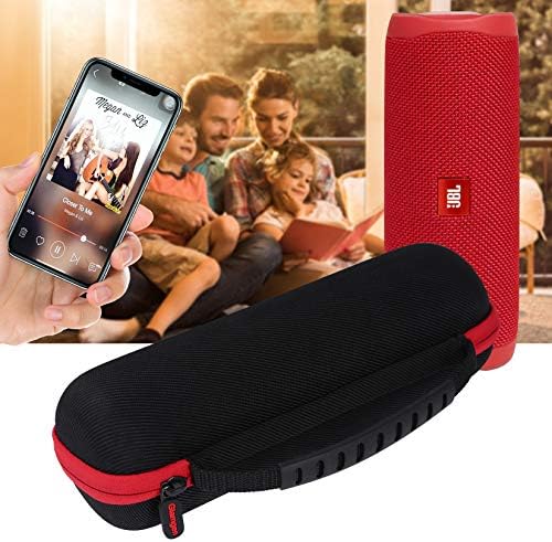 Hard Travel case for JBL Flip 6 Flip 5 Portable Bluetooth Speaker (Black outsideRed inside) (Red)
