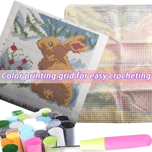 Image of Beach View Lighthouse Latch Hook Kits Pillow Cover DIY Rug Crochet Hook Cushion Making Kits with Preprinted Pattern Canvas Rug Making Christmas Decoration DIY Crochet Kits 43x43cm(72)