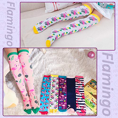 Image of MOGGEI 6 Pairs Kids Girls Knee High Socks Gift Long Crazy Silly Tall Funny Boot Cute Animal Child Fun Socks