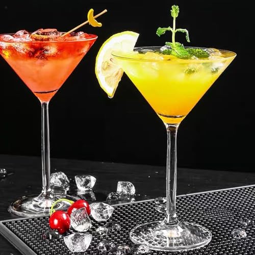 Image of Martini Glasses 180 ml Hand-Blown Crystal Martini Glass Set | Elegant Cocktail Glasses for Bar, Whiskey, Gin, Tequila | Goblet Gift Set for Birthday, Housewarming-Clear. Set of 6 (Tea$$)