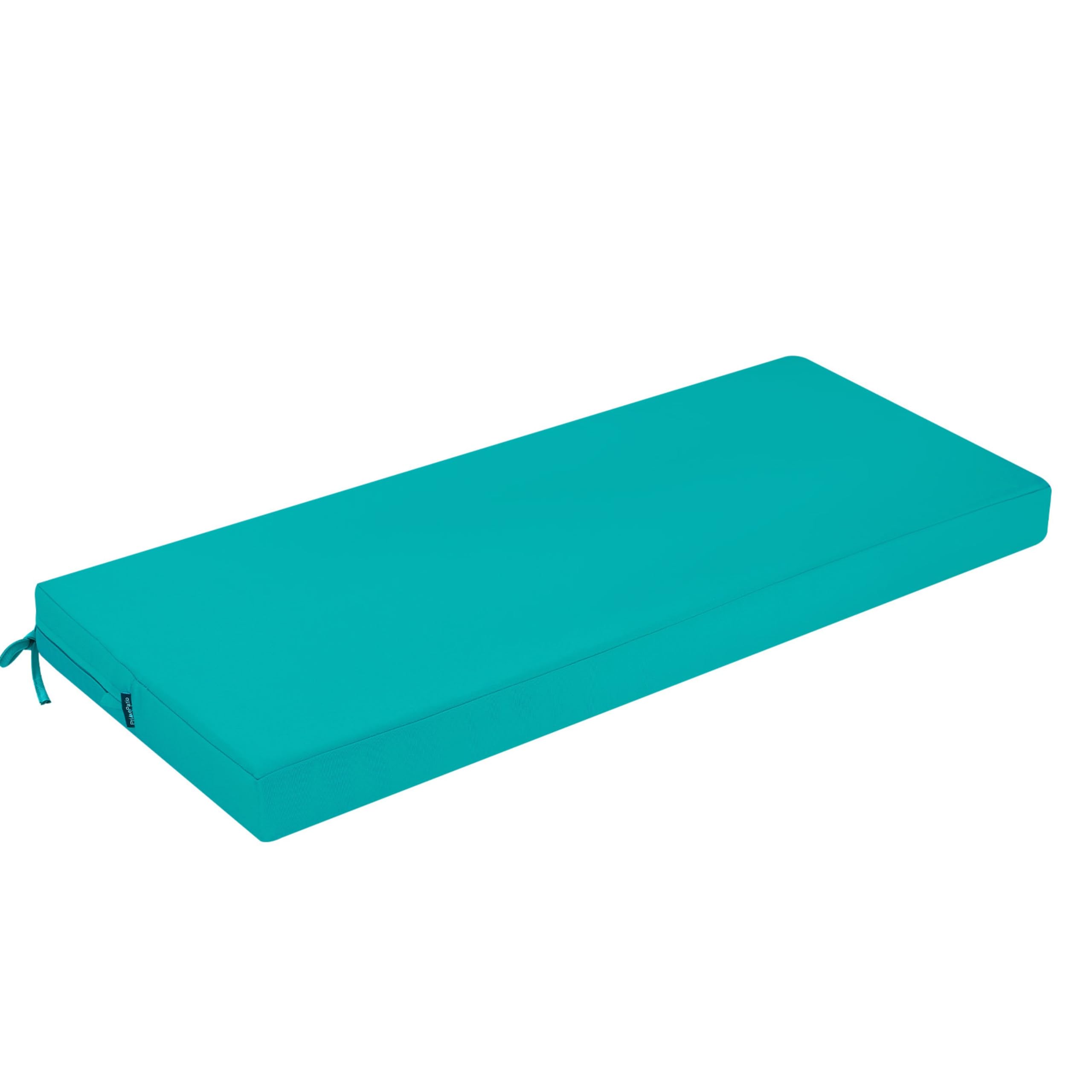 Cuscino per panca per esterni, comodo cuscino per panca, impermeabile, con nastri, imbottitura ispessita per mobili da giardino, 100 x 40 cm, blu cielo