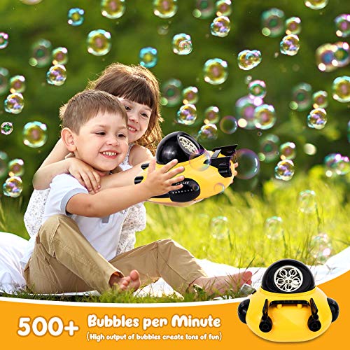Bubble Machine, Spaceship Bubble Blower Maker with Refill Solution Big Bubbles 500+ Bubbles Per Minute, Automatic Bubble Machine for Kids Toddlers Boys Girls Baby Bath Toys Indoor Outdoor Age 3+