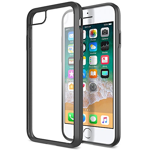 Trianium [Clarium Series] Protective Cover for Apple iPhone 7 8 Case [Shock Absorption] Reinforced Corner TPU Bumper Cushion + Scratch Resistant Hybrid Rigid Clear Back - Clear Jet Black