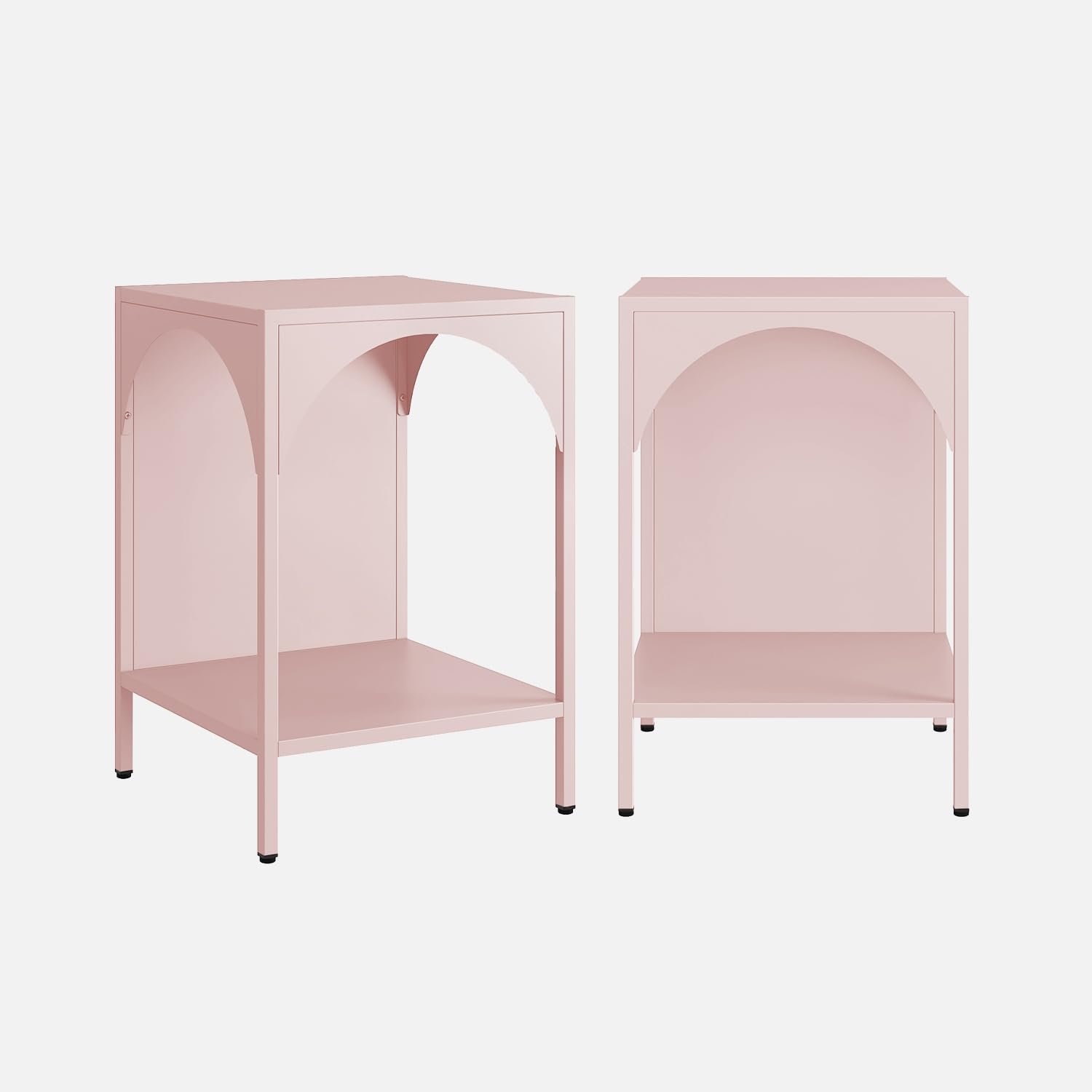 sweeek - Lot de 2 Tables de Chevet. Tables d'appoint en Acier Style Industriel. Rose. L 35 x l 35 x H 52cm