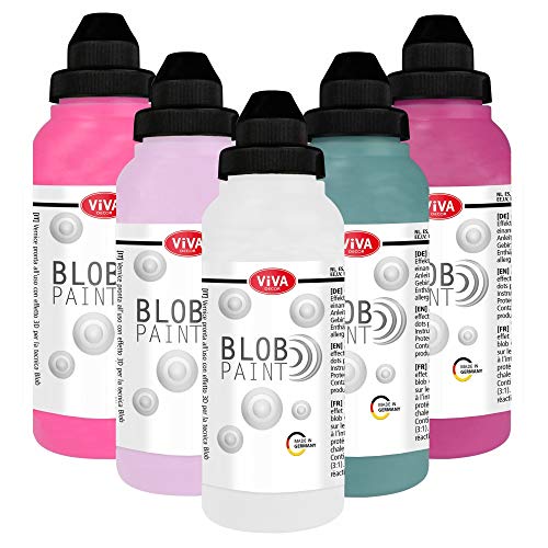 Viva Decor Blob Paint Set (Fairytale, 5 x 280 ml) – Juego de pinturas listas para usar para blob Painting Dot Painting Art – Herramienta de punto para lienzo, mandala
