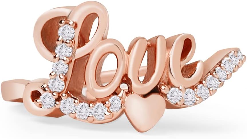 ZAVERI PEARLS Rose Gold Cubic Zirconia Contemporary Brass Love Adjustable Ring For Women-ZPFK10903