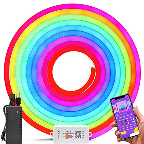 SuperLightingLED DC12V Dream Color Silicone Tube Waterproof IP67 LED Neon Flex Light Kit Work with WS2815 16.4Ft Individually Addressable Full-Color LED Strips and SP107E Music Controller