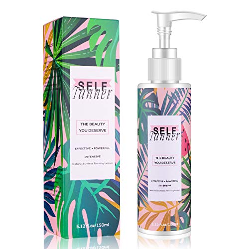 Sunless Self Tanning Lotion with Organic & Natural Ingredients - Self Tanner for Darker Bronzer Skin, Fake Tan Bronzing Lotion for Body, Face, Legs and Arms, 5.12 Fl Oz (Milk)