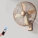 asdchZen Ventilatore Oscillante da Parete con Telecomando, Silenzioso Ventilatore Elettrico per Raffreddamento, Ideale per Camera da Letto, Casa, Cucina, Officina, Magazzino, Bronzo - 40 Cm