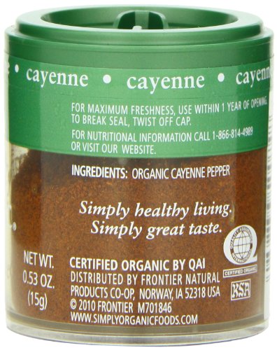 Simply Organic Cayenne Ground, Certified Organic, Kosher, Mini Spices | 0.53 Ounce (Pack of 6) image 5