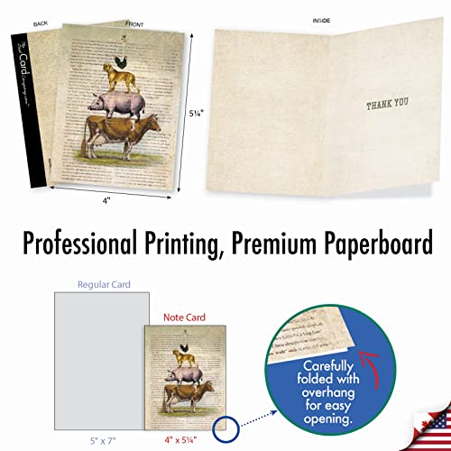 Image of The Best Card Company 10 Assorted Thank You Notecards Boxed Set 4 x 5.12 Inch with Envelopes (10 Designs, 1 Each) Farm Stand M6595TYG