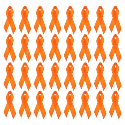 PATIKIL Awareness Satin Ribbon, 200 Pcs Ribbon Satin with Safety Pins for International Day Orange