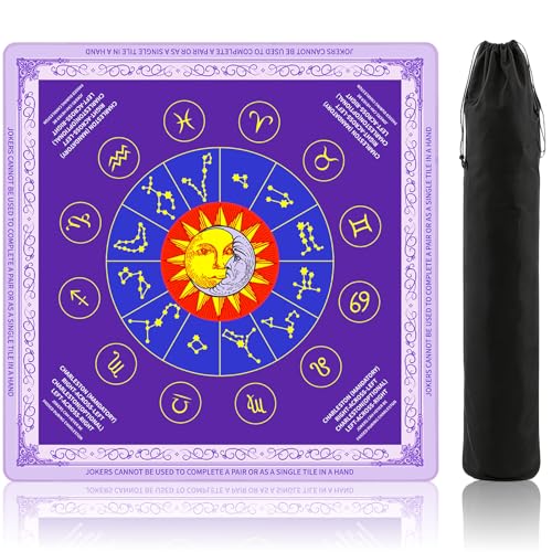 Mahjong Mat for Table 31.5 x 31.5 in, Non-Slip Waterproof, Zodiac Purple - image 1