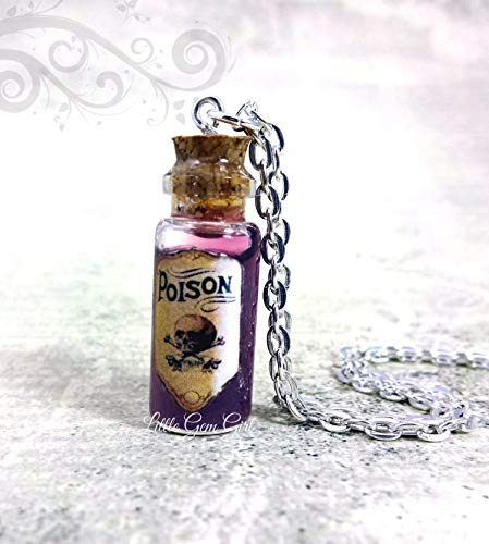 Poison Bottle Necklace with Real Moving Liquid Inside - Shimmer Swirl Purple Magic Potion Charm - Mini Cork Vial - Fairy Tale Fantasy Halloween Jewelry - Sleep Forever Death Poison Poison Bottle Necklace with Real Moving Liquid Inside - Shimmer Swirl Purple Magic Potion Charm - Mini Cork Vial - Fairy Tale Fantasy Halloween Jewelry - Sleep Forever Death Poison