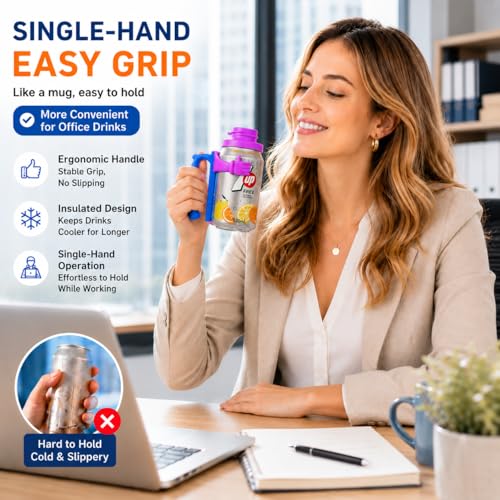 Image of ORIGINAL CREATOR - DIPESI Soda Can Lids and Holders for 12oz Cans - 2 Can Covers + 2 Can Holder with Handle - For Soda, Beer, Pop - Easy to Hold, Leak-Free