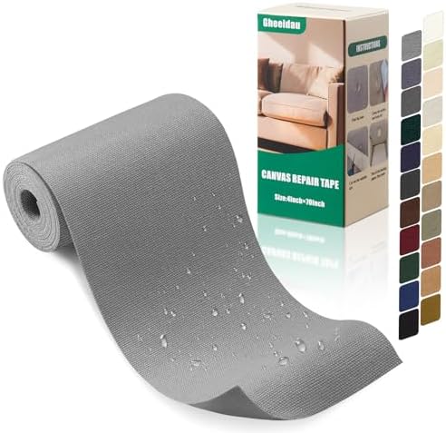 Gheeidau Canvas Repair Tape 4×70 Inch Waterproof Self-Adhesive Fabric Repair Patch for Repairing Boat Covers,Tents,Patio Umbrellas,Car Seats,Luggage,Sofas.(Smoky Grey)