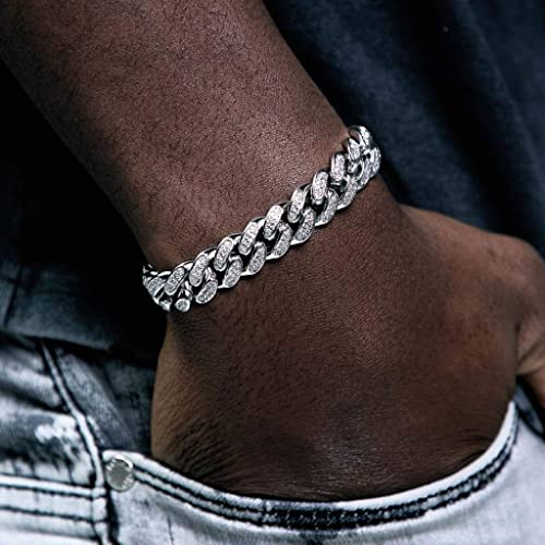 HIPBLING Iced Out Bracelet for Men Cuban Link Watch Bracelets Diamond Miami Cuban Bracelets 13mm 8mm Bracelet Hip Hop Rapper Jewelry Gift for Men2