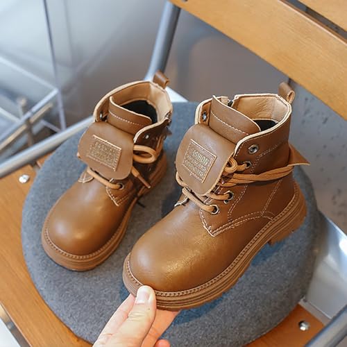 IWIHMIV Girls Dress Ankle Boots Leather Short Boots Non Slip Toddler Girls Low Chunky Heel Side Zipper Booties3