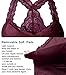 YIANNA Women Red Floral Lace Bralette Padded Breathable Sexy Racerback Lace Bra Bustier Crop Top Wirefree,YA8332-Red-M