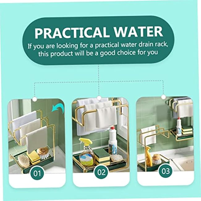 PRETYZOOM Wall-Mounted Draining Duster Cloth Rack Gold Kitchen Sponge Holder Space-Saving Organizer for Easy Access in Kitchen or Laundry