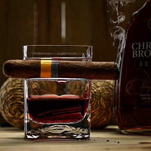 Whiskey Glass com suporte de charuto | Whisky à moda antiga | Melhores acessórios e presentes para b