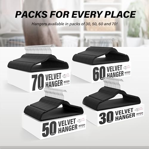 Simple Deluxe HKHANGVELVET70BLK Velvet Hangers 70 Pack thumb #6