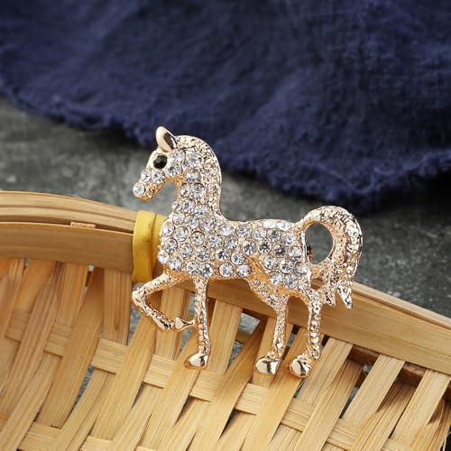 Image of Rhinestone Horse Animal Brooch Pin for Women Girls Men Fashion Crystal Pony Brooches Lapel Pins Cute Dress Accessories Holiday Party Race Jewelry Unisex Gift