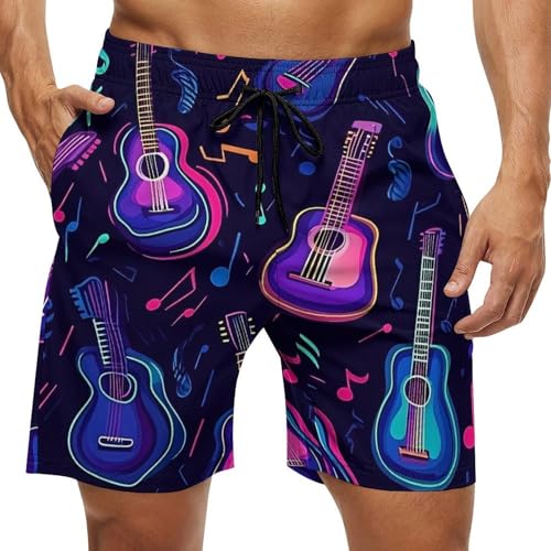 Guitar Music Notes Mens Swim Trunks Quick Dry Board Shorts Beach Swimwear Bathing Suits