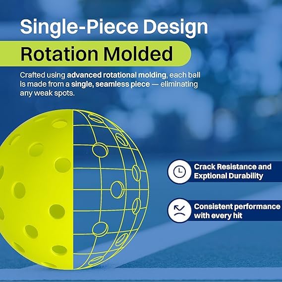 Image of PRO - 40 USAPA Approved Pickleball Ball Outdoor (Set of 6) | Single-Piece Rotational Molded | 40-Hole Design | Durable High-Performance Balls for All-Weather Play