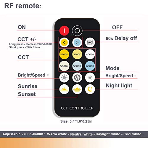 Dimmable Under Cabinet Lighting, Color Temperature Changing LED Light Bar, Daylight to Warm White Lights, Remote Control Lamp for Desk, Counter, Closet, Room, Shelf (36 Inch) - Image 4