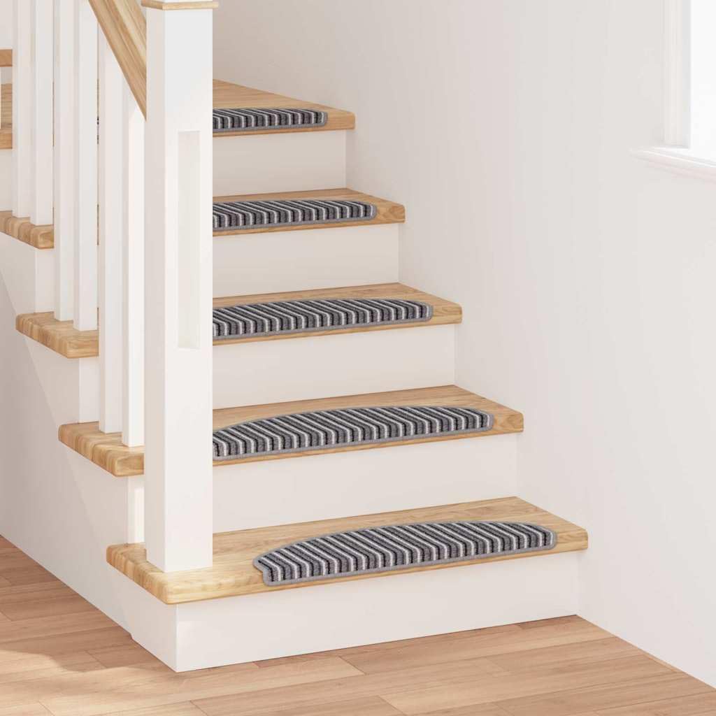 Treppenstufenmatten 15er Set Selbstklebend Grau 65x21cm rutschfeste Stufenmatten aus 100% Polypropylen Dämmend Modernes Design for Living Room Corridor