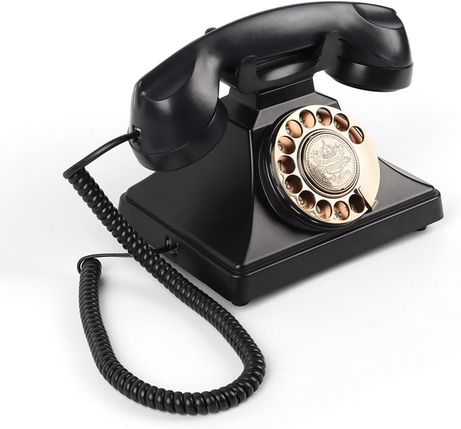 Vintage Audio Guest Book Telephone Retro Audio Guestbook Rotary Phone for Wedding Party Gathering(D)
