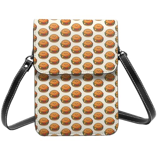 Petit sac à main en cuir avec motif hamburger pour téléphone portable