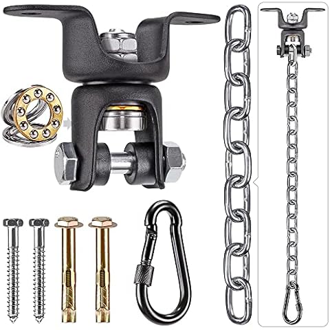 BeneLabel Hanging Kits Hammock Chair Hardware, Heavy Duty Swing Hanger with Chain for Indoor Outdoor Playground Hanging Hammock Chair Punching Bags, 2 Screws, 270KG Capacity, 1.2M, 360° Rotation Cover