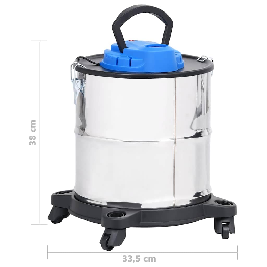 Aspirador de cenizas con filtro HEPA 1200 W 20 L acero inoxidable para estufas de leña, chimeneas, fogatas, aspiradoras con función de soplado, tubo de metal resistente, portátil, ideal para