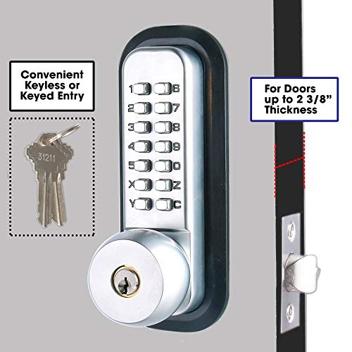 Mutex Mx370 Mechanical Keyless And/Or Keyed Entry Lock Set, 14 Digit Combination, Fits All Standard Doors, All-Weather Security For Doors, Gates, Airbnb, Garage, Warehouse, Storage Shed #TOP1