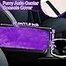Frienda 10 Pcs Fluffy Car Steering Wheel Covers Handbrake and Gear Shift Cover Seat Belt Shoulder Pads Diamond Mat Ignition Ring Ball Key Chain Armrest Box Mat Car Accessories Set(Purple)