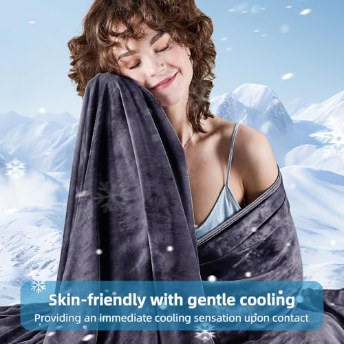 Image of inhand Cooling Throw Blanket (50 inchx60 inch), Cooling Blankets for Hot Sleepers, Absorbs Heat to Keep Adults Cool for Summer Nights Sweats, Thin Cold Lightweight Blanket for Couch Bed, Black