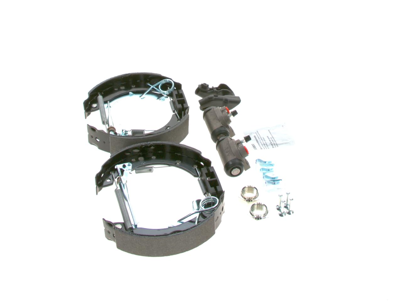 BOSCH Kit ganasce freno 0204114614 | Kit freno a tamburo posteriore, 2 cilindri freno a ruota, 4 ganasce freno