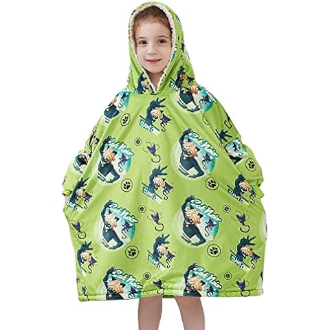 ZonLi Miraculous Ladybug Wearable Blanket Kids,Super Soft Warm Oversized Sherpa Fleece Hooded Sweatshirt Blanket Hoodie with Pocket and Sleeves for Kids Girls Boys, One Size Fits All(Green) Cover