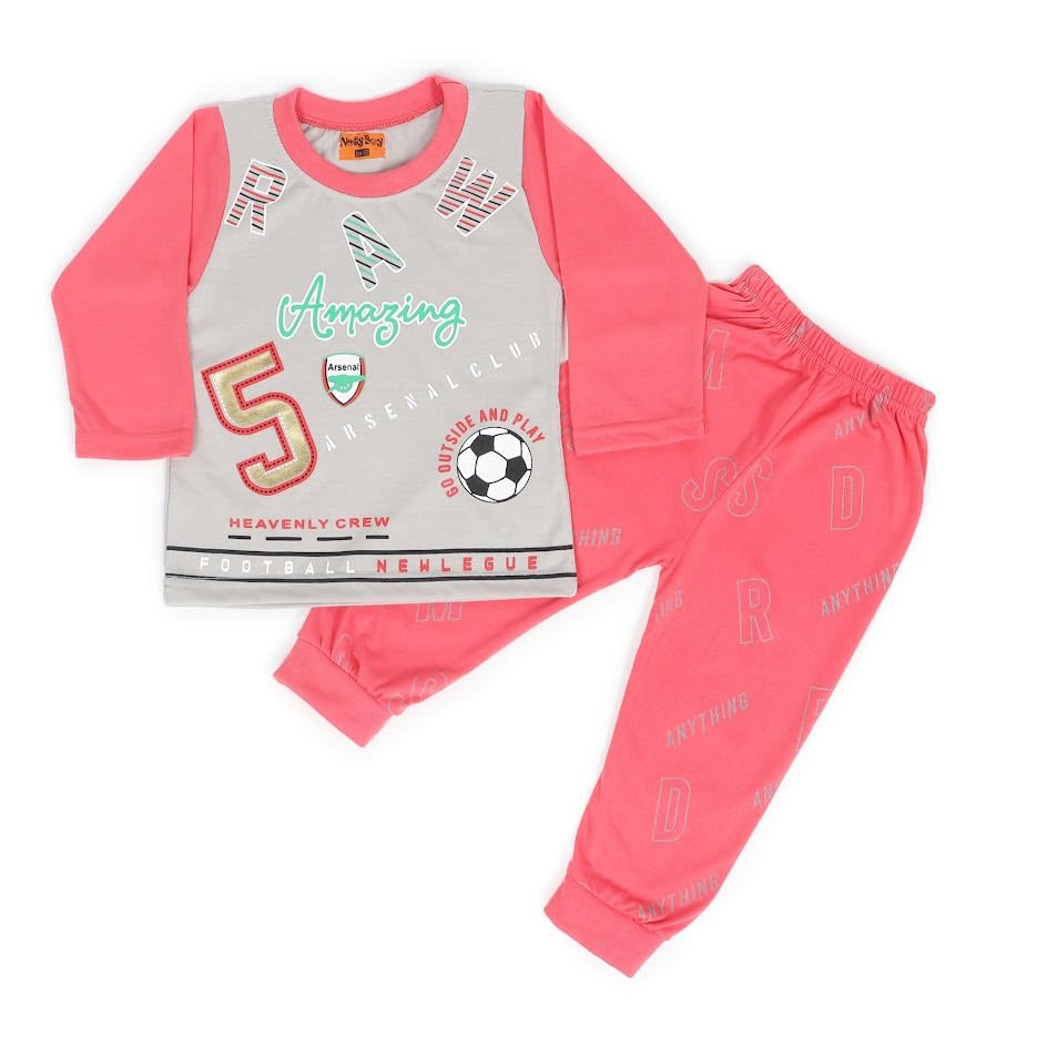 Cotton Clothing Sets for Baby Boys & Girls/Full Sleeve T-Shirt & Pant Kids Soccer Pajamas/Sleepwear Outfit,Pink Size (0-3 Months)