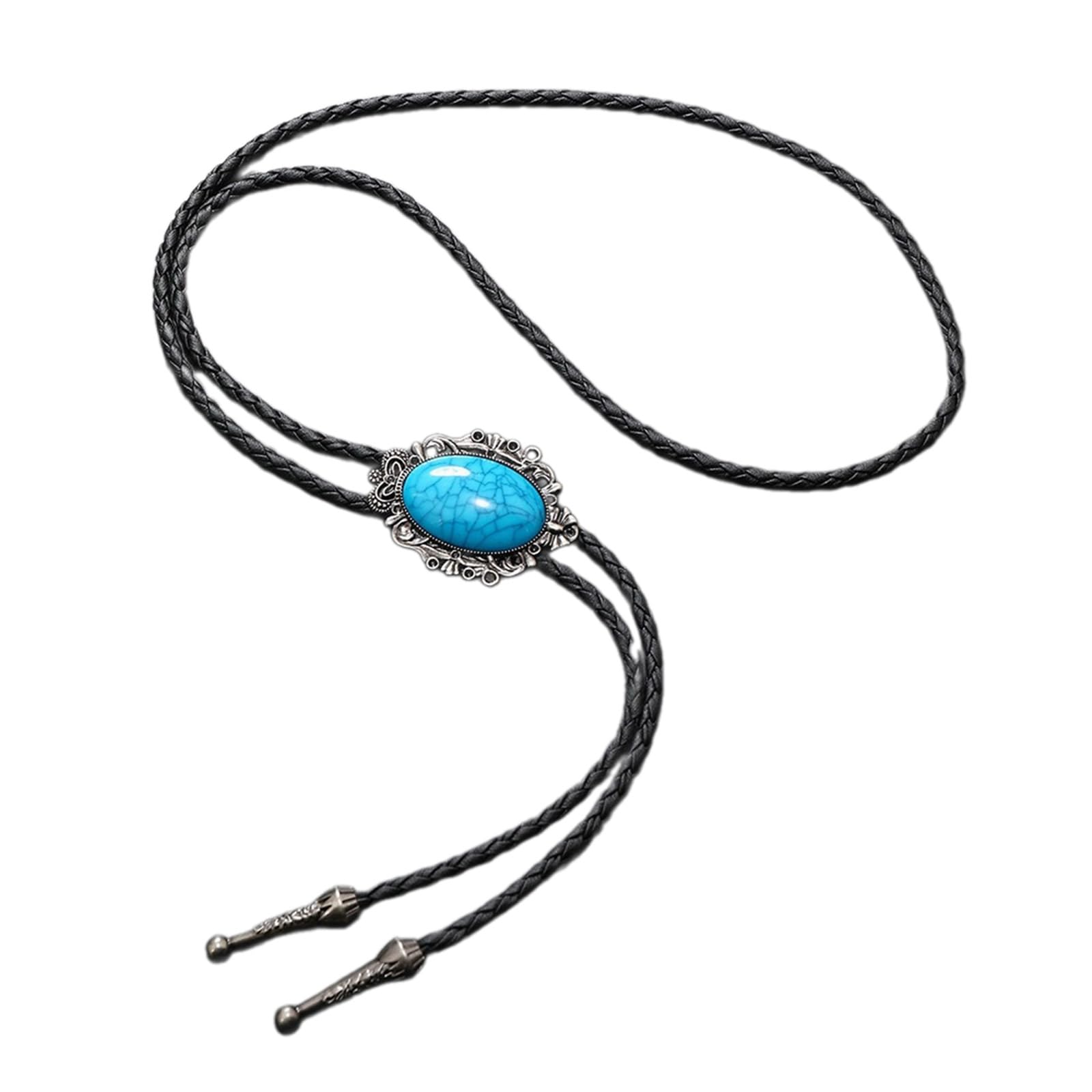 PURPLELILY Bolo Tie For Men Western Cowboy Necktie Turquoise Bolo Tie Pendant Necklace Costume Accessories Vintage Bolo Ties Chain Necklace