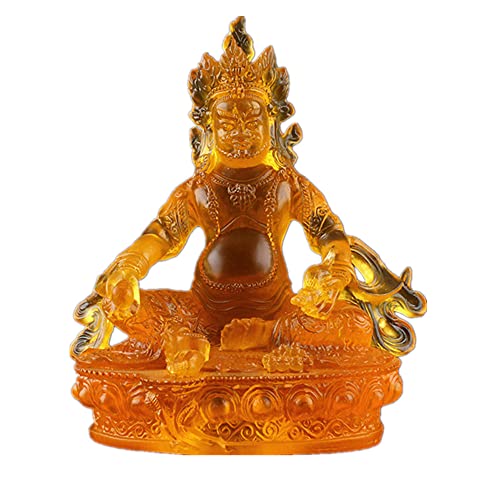 Estatua de Buda Jambhala de resina amarilla 14.5 cm