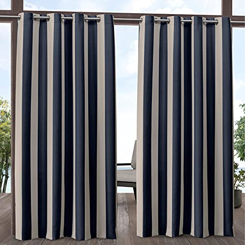 Exclusive Home Curtains Panel Pair, Fabric, Navy/Sand, 54x108, Navy / Sand, W 54" x L 108" (2 Panels)