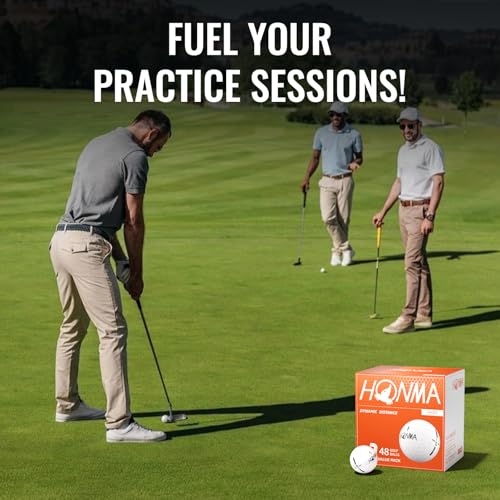 Honma 48-Pack Bulk Golf Balls, Maximum Distance & Low-Spin Straight Flight with Durable Cover, Ideal for Beginners and Everyday Players,White