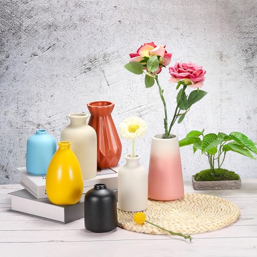 PATIKIL Flower Vase, Ceramic Vases for Flowers Minimalist Floral Vase Table Centerpieces for Fireplace Living Room Decor Gradient Blue - Image 4
