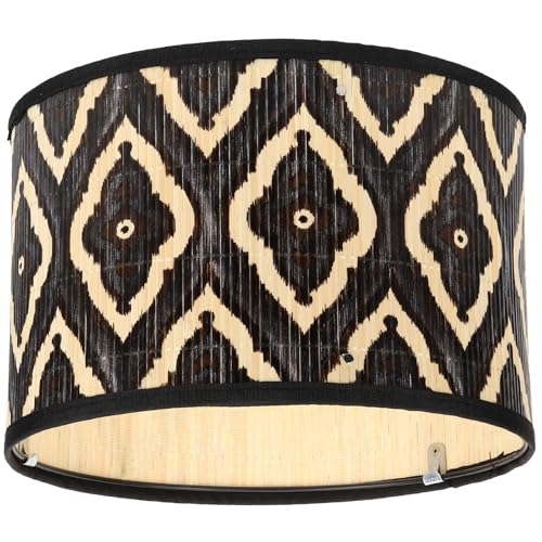 DECOMELODY 竹製ペンダントライトシェード 和風模様装飾 天井用ランプカバー 居間 寝室向け和室照明 竹編みデザインルームランプ