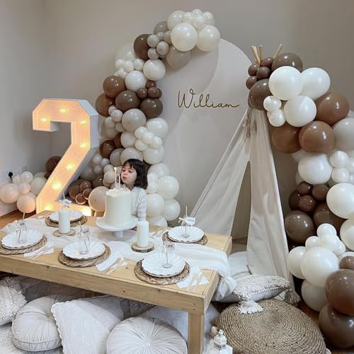 Image of Jobkoo Brown Balloons 5 Inch, 60Pcs Small Light Brown Balloon Coffee Chocolate Latex Balloons 5'' Mini Matte Tan Caramel Mocha Helium Balloons for Birthday Wedding Boho Baby Shower Party Decorations